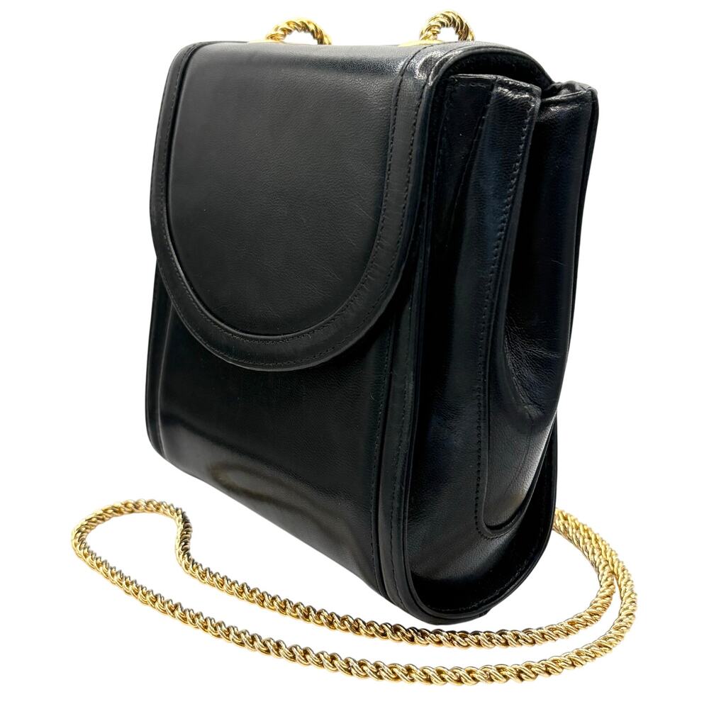 Vintage Leather Frenchy California Shoulder Bag Gold Chain Chic Minimalist Glam